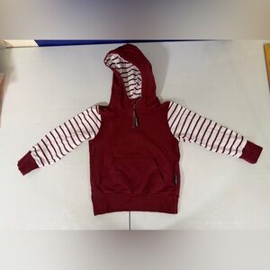 Little Bipsy  infant 18-24 mos Half Zip Striped Sweatshirt with Hood Maroon